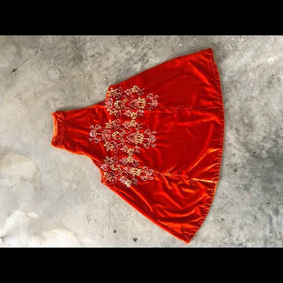 Jill's Sequin Velvet Swing dress/BURNT ORANGE 🔥 - Picture 2 of 4